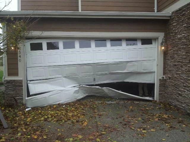 crashed garage door