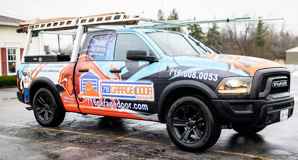 fully stocked garage door service truck