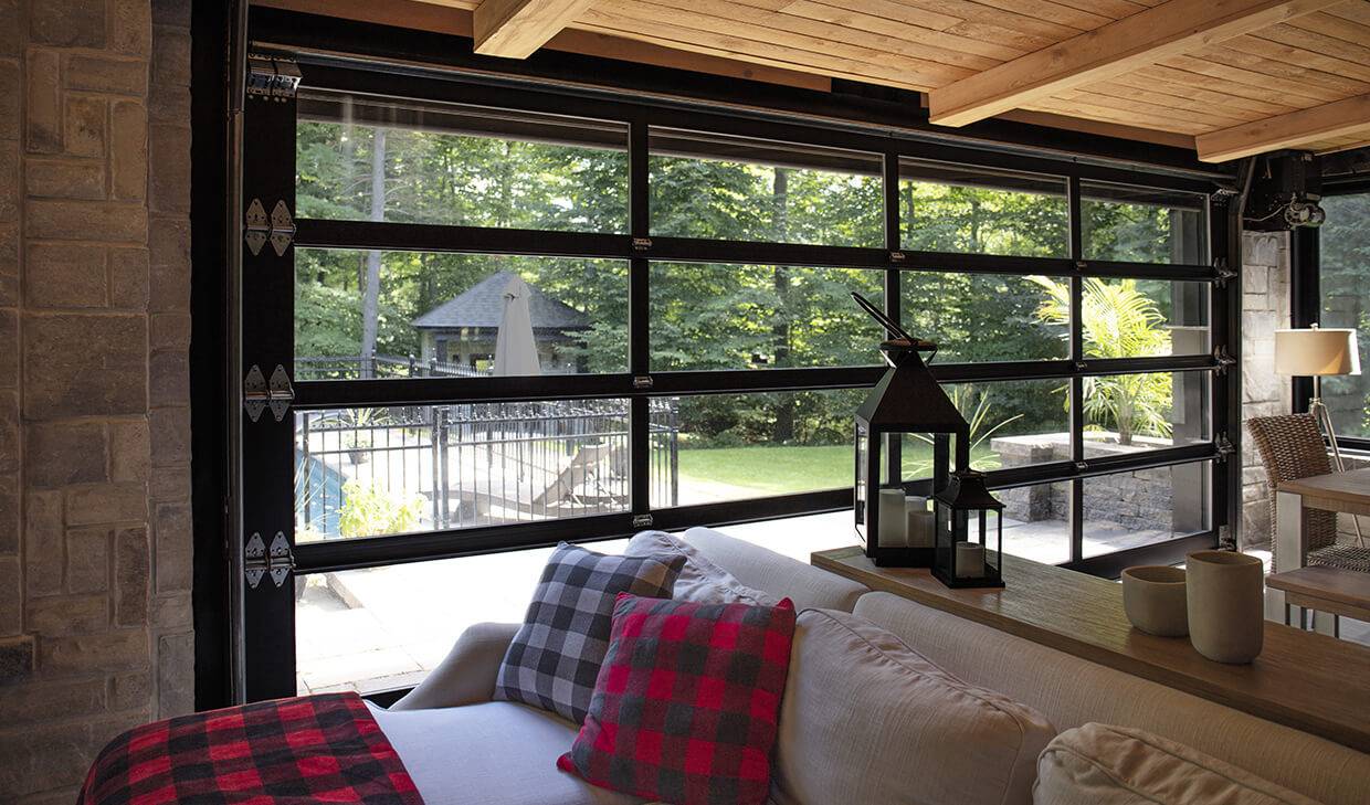 Garage door with see through panels