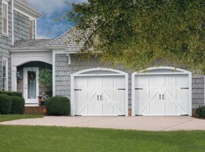 Carriage House H Lucern Closed Arch True White Steel Single Garage Door