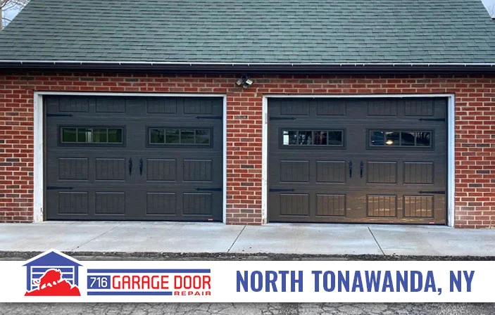 black double paneled garage doors in north tonawanda, new york