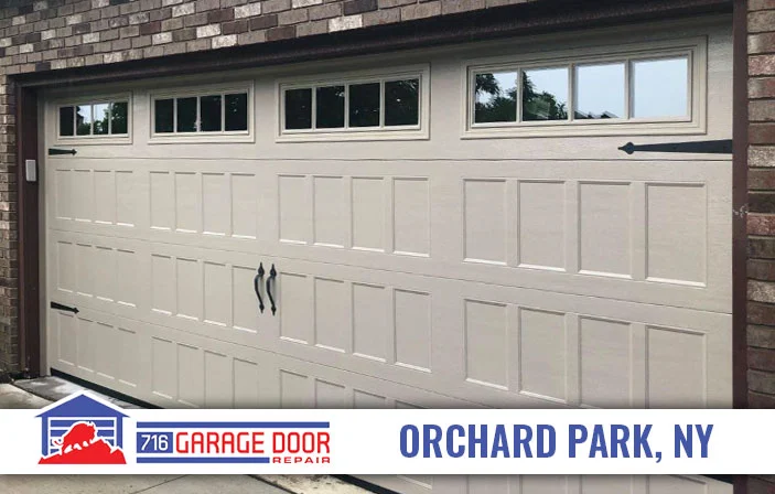 orchard park, ny large white garage door installed by 716 garage door co. 