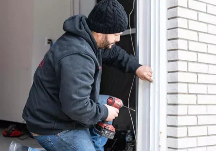 716 technician repairing springs on garage door for a local home owner 