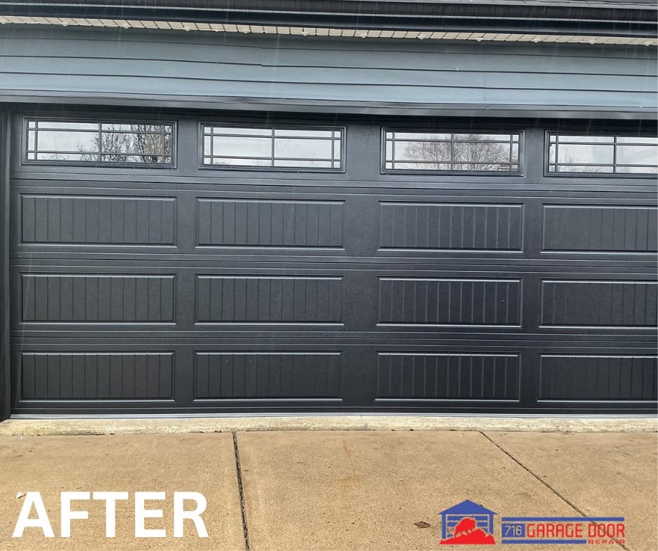 After Black Garage Doorpreplacement Wide