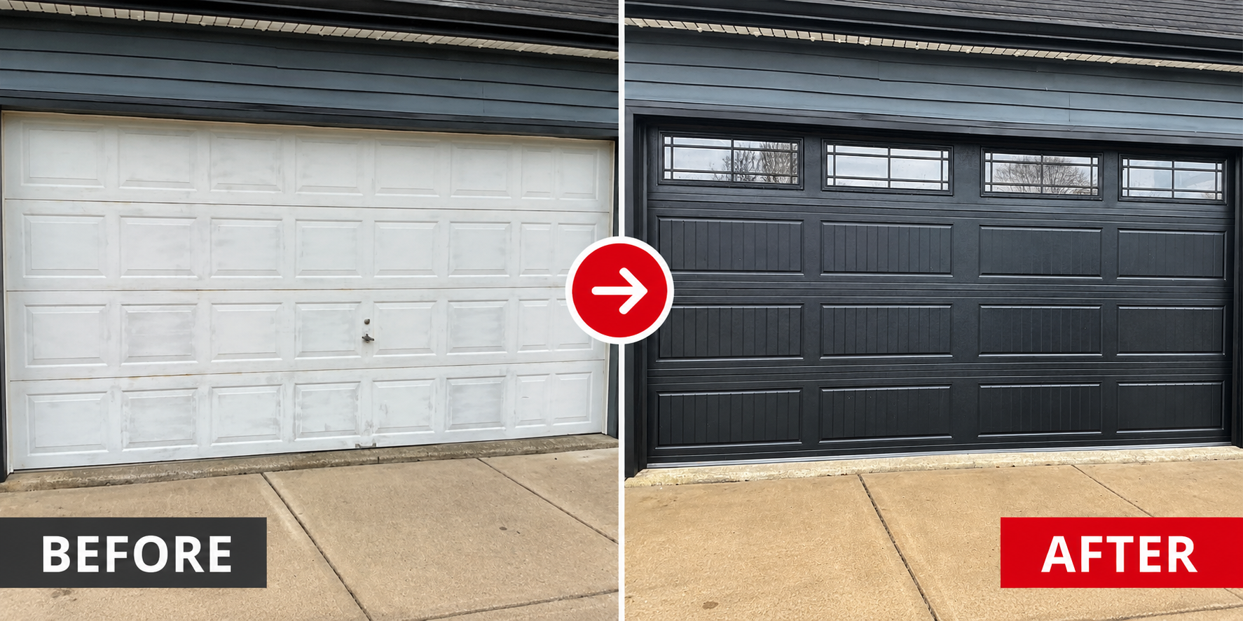 Before After Black Garage Door Replacement