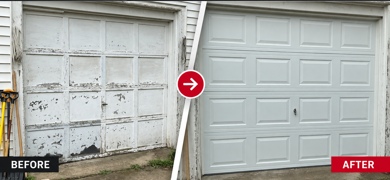 Before After Lockport Ny Garage Door Replacement