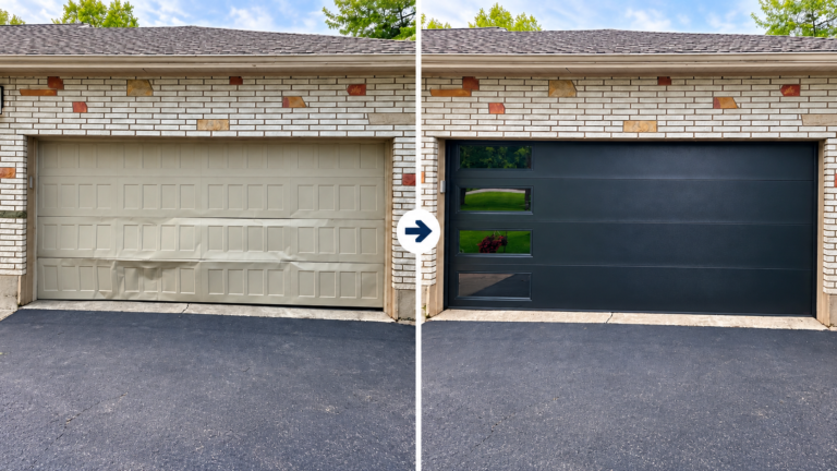 Garage Door Transformation Damaged To Modern